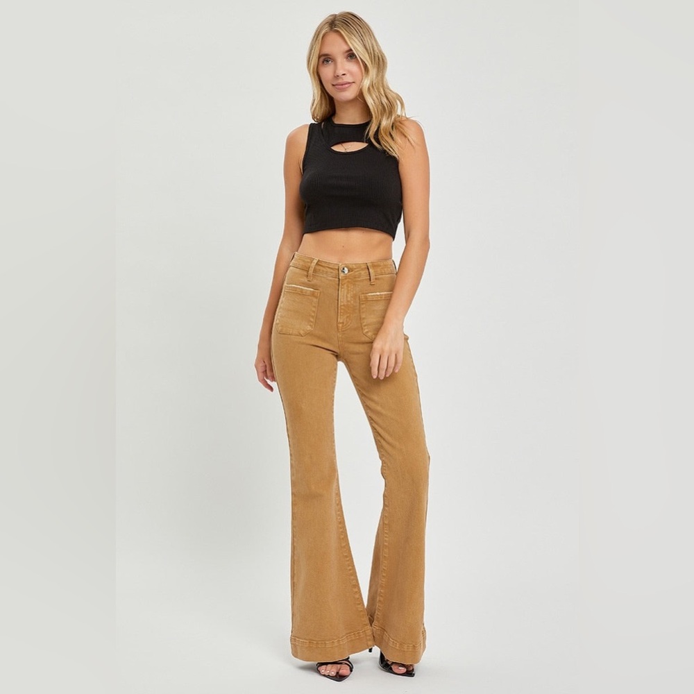 High Rise Patch Pocket Bell Bottom Jeans - Risen - Picture 1 of 6